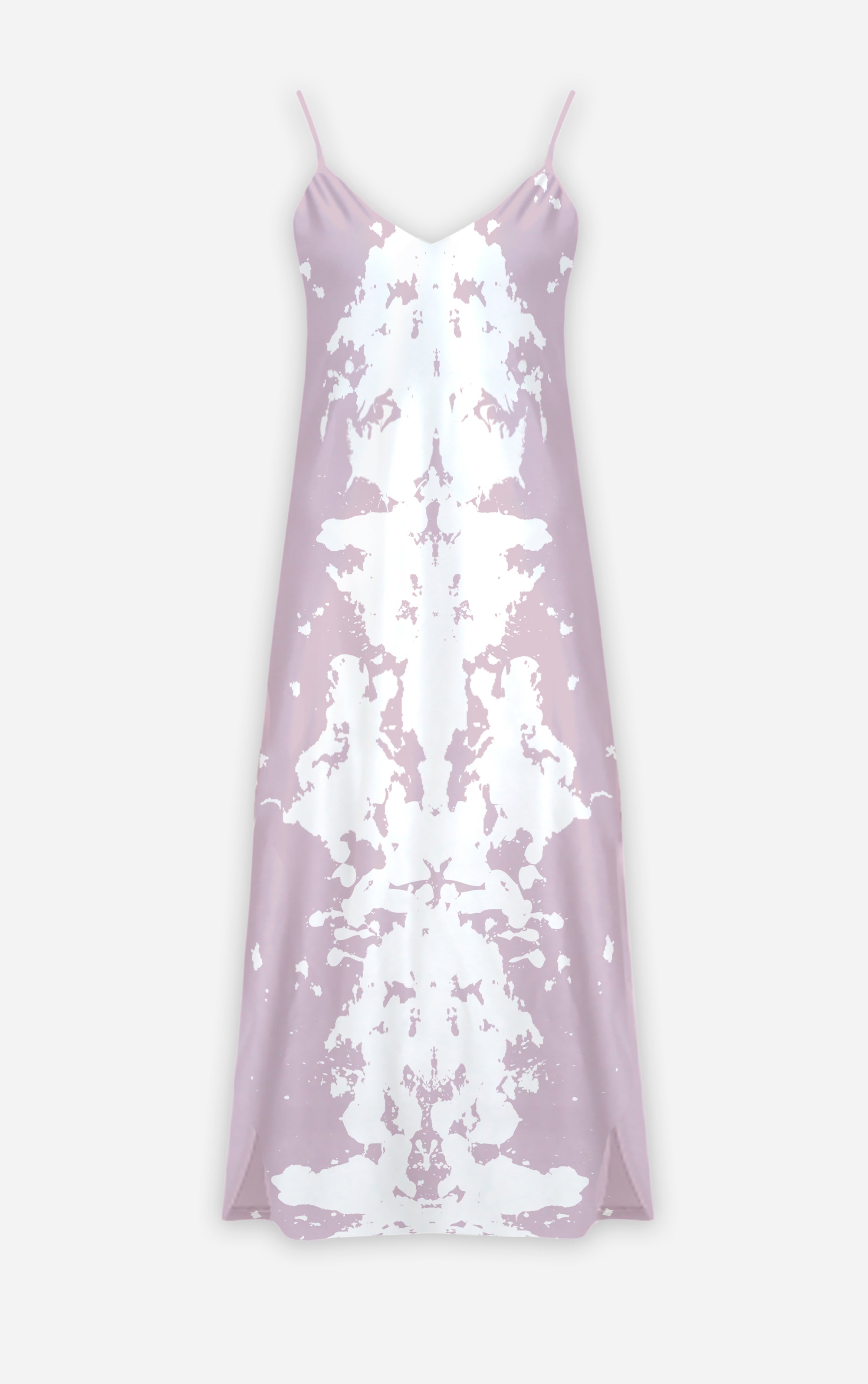 Ink Blot V Neck Slip Dress-Color Blush Purple Lavender & White-Surreal Fashion-Le Leanian-The Photographist