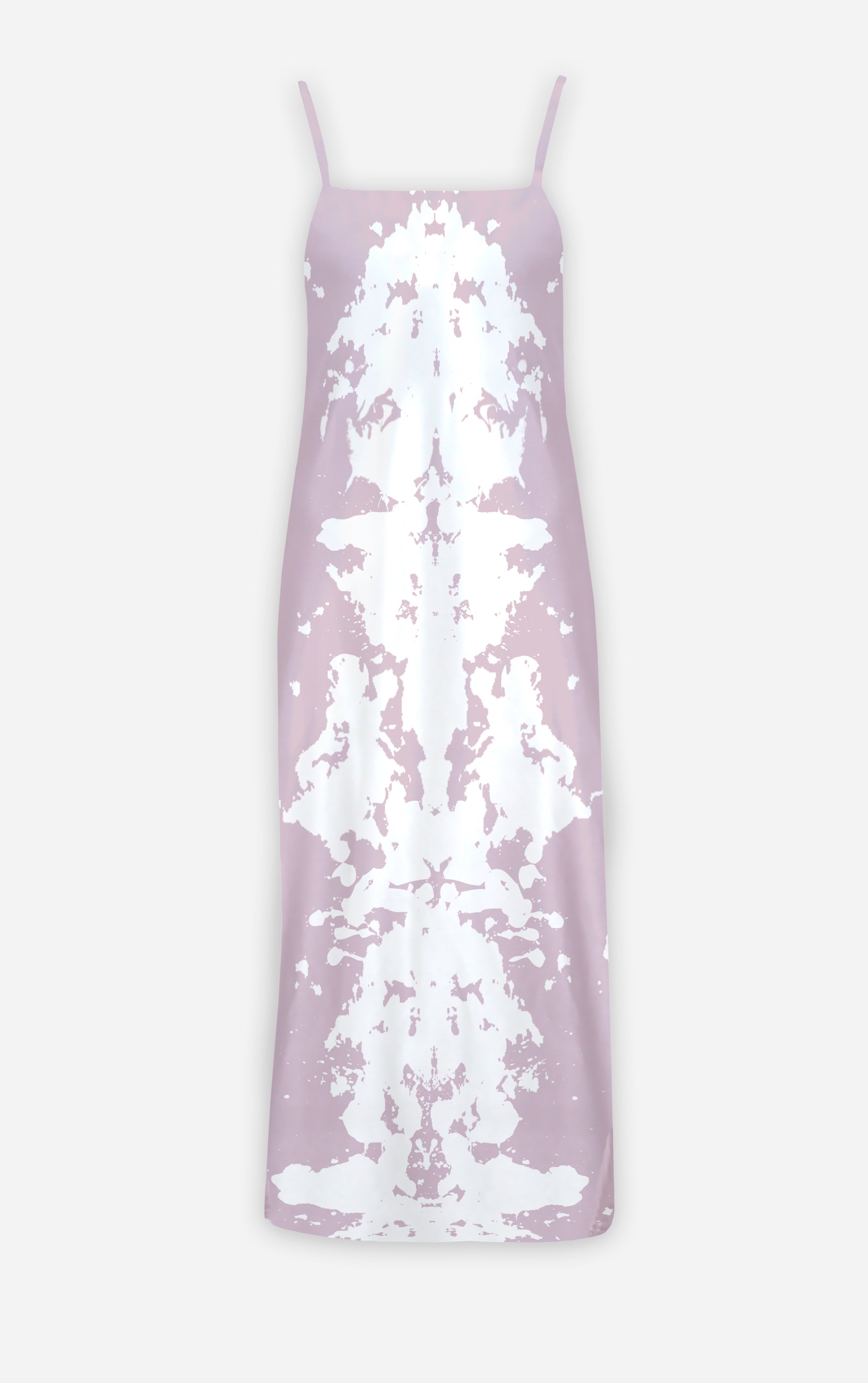 Ink Blot Reverse- 100% Silk Satin French Gothic V Neck Slip Dress in Nouveau Blush Lavender- Le Leanian™