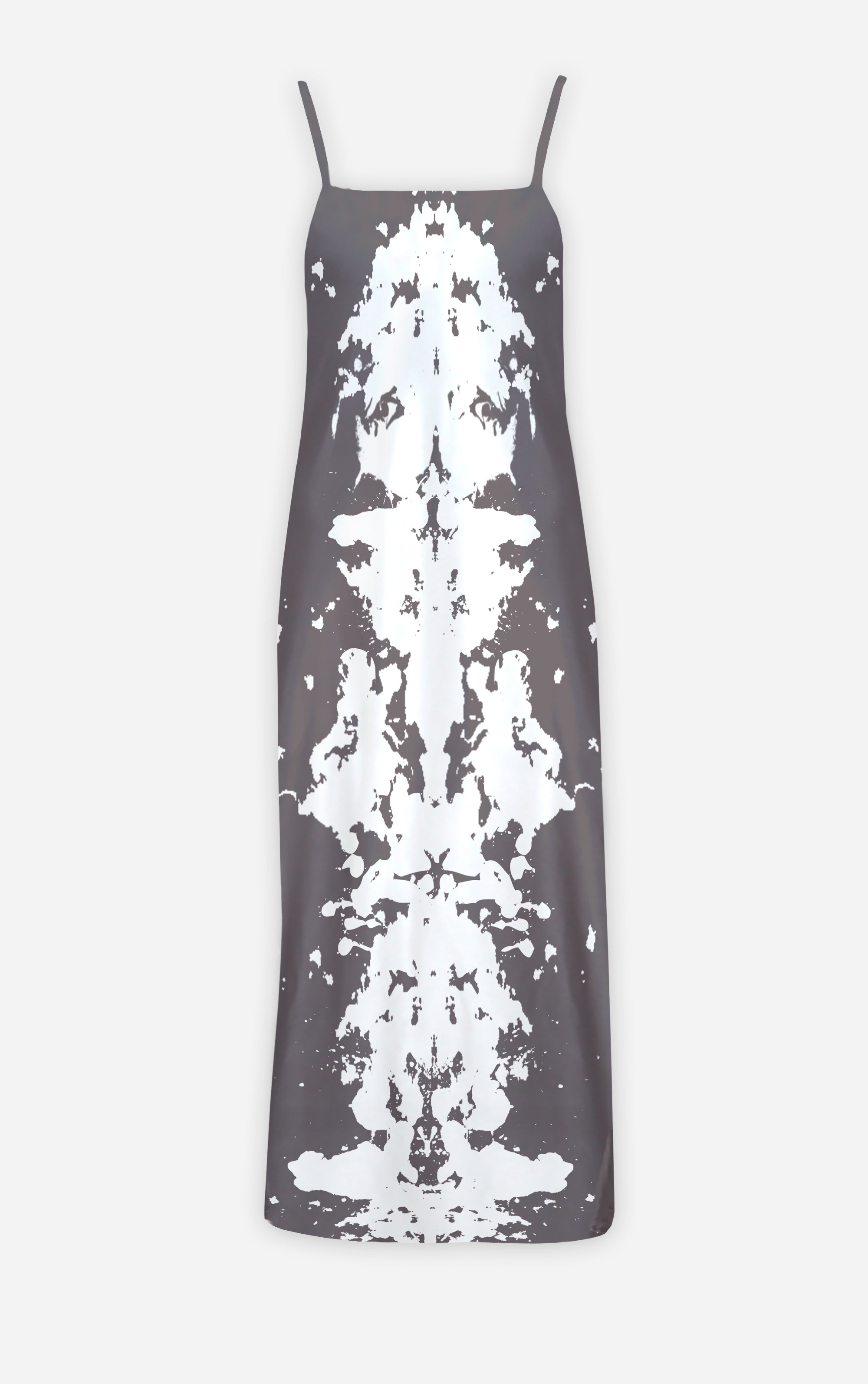 Ink Blot Reverse- 100% Silk Satin French Gothic V Neck Slip Dress in Lavender Steel| Le Leanian™