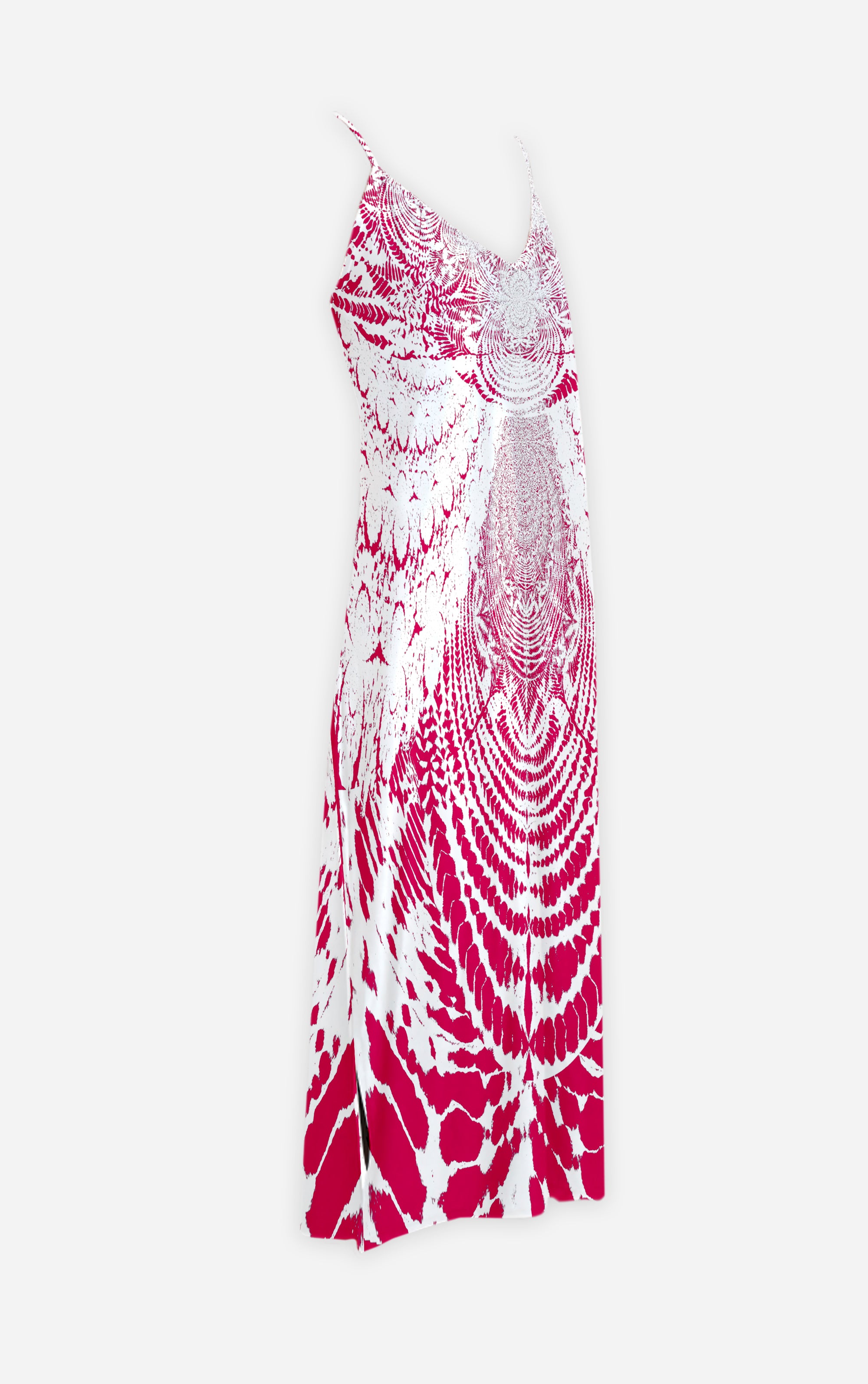Not Ya Mama's Tie Dye- French Gothic V Neck Slip Dress in Bold Fuchsia | Le Leanian™