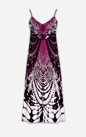 Not Your Mamas Tie Dye- French Gothic V Neck Slip Dress in Eggplant Wine | Le Leanian™
