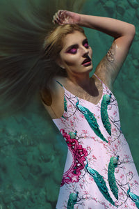 Peacock Ring Master- French Gothic V Neck Slip Dress in Blush Lavender | Le Leanian™