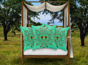 Baroque Honey Bee Pillowcase Set- Jade Teal Blue Green