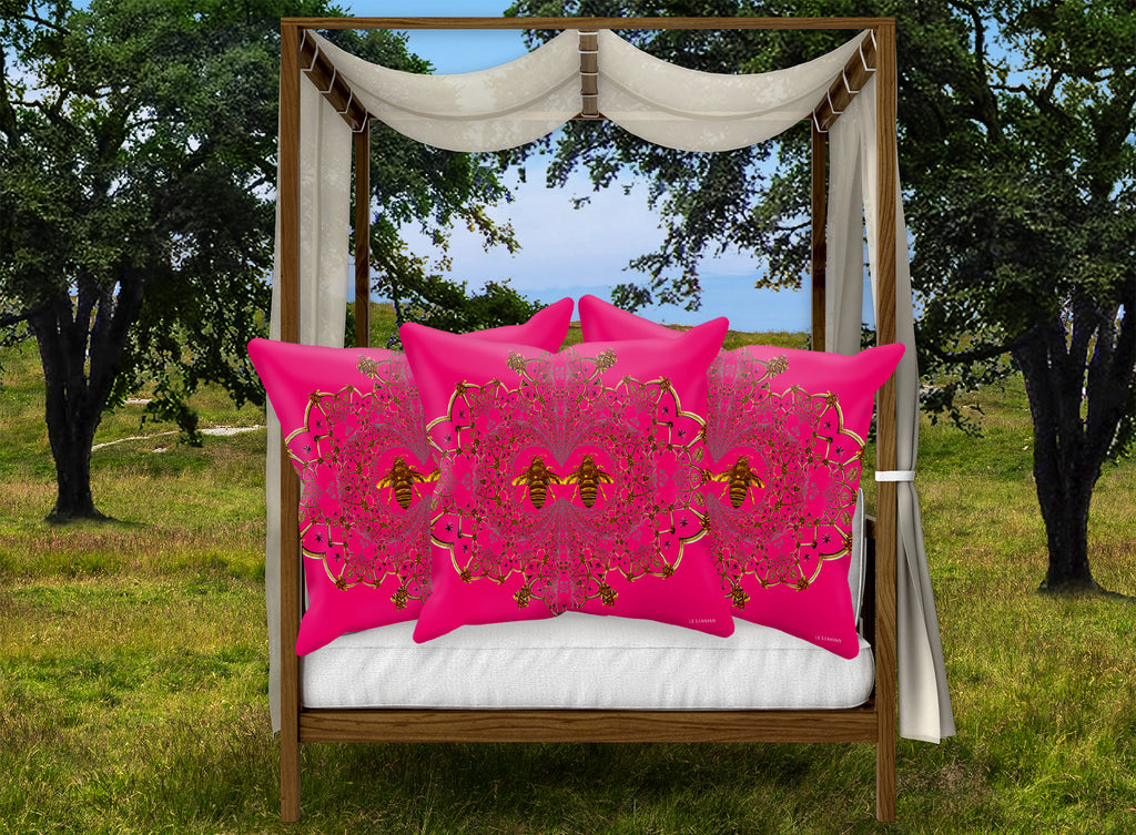 Baroque Honey Bee Pillowcase Set- Fuchsia Pink