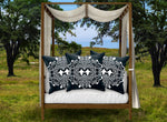Baroque Honey Bee Relief Satin Pillowcase- French Gothic-Navy Blue