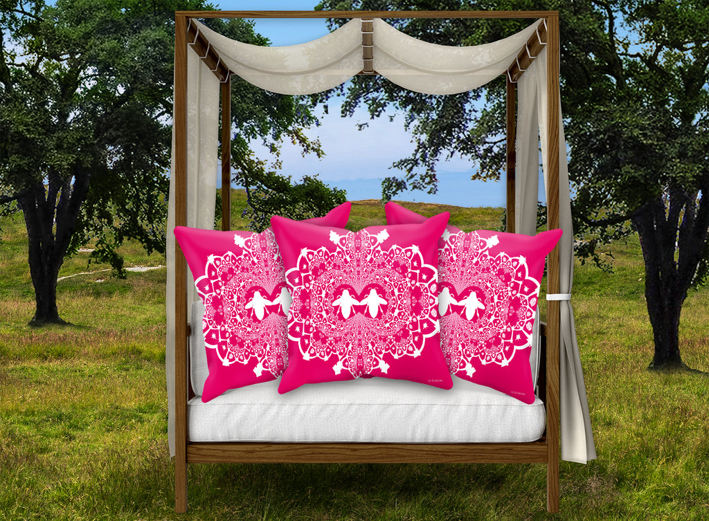 Baroque Honey Bee Relief Satin Pillowcase- French Gothic-Fuchsia Pink