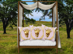 Gold Caesar Skull Pillowcase Set in Lavender Blush Pink