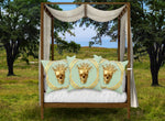 Satin and Suede Pillow Case-Cushion Cover-Gold SKULL-GOLD WREATH- Color PASTEL BLUE