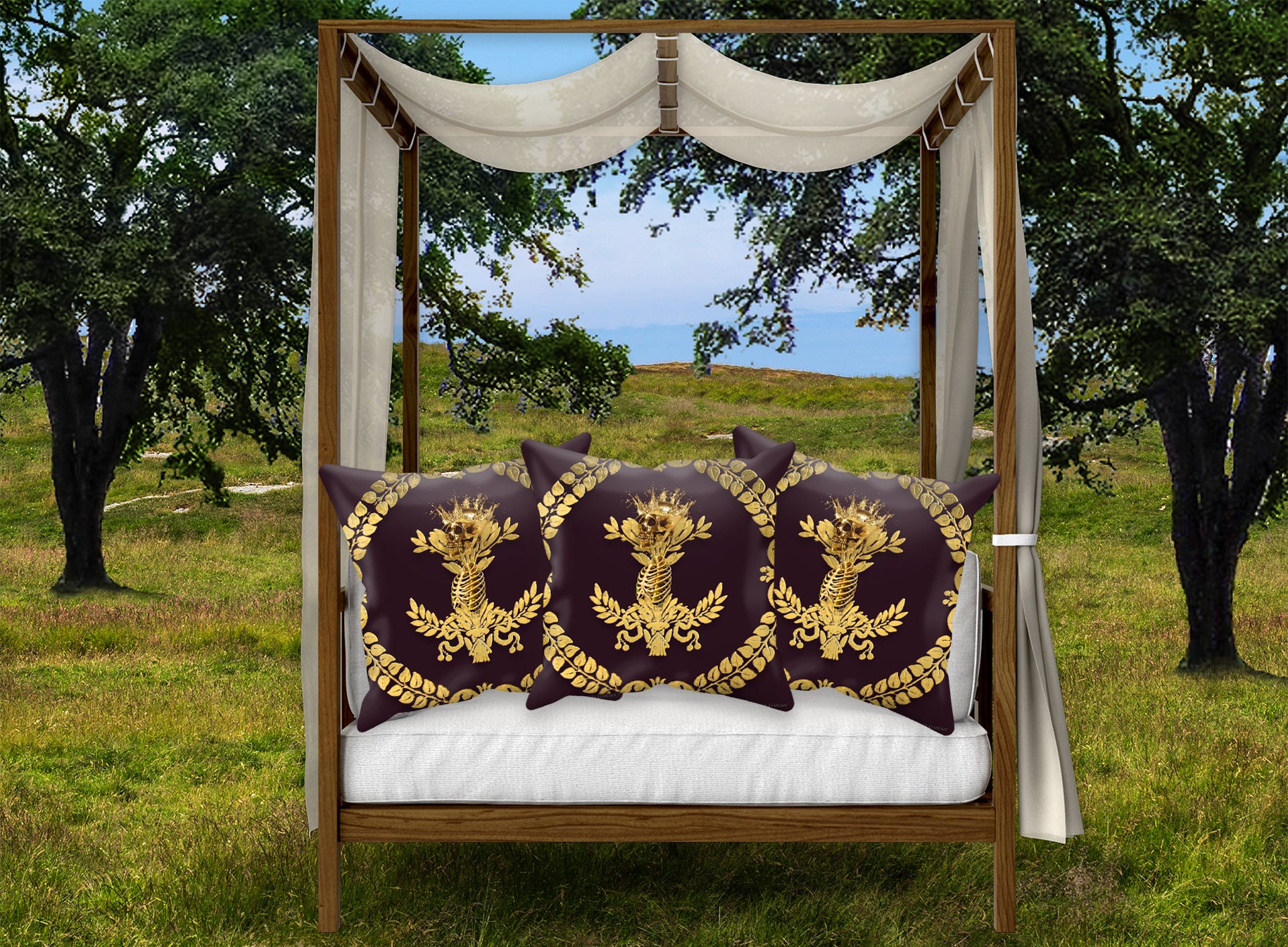 Caesar Skull Relief- Sets & Singles Pillowcase in Muted Eggplant Wine | Le Leanian™