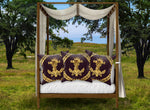 Caesar Skull Relief- French Gothic Satin & Suede Pillowcase in Muted Eggplant Wine | Le Leanian™