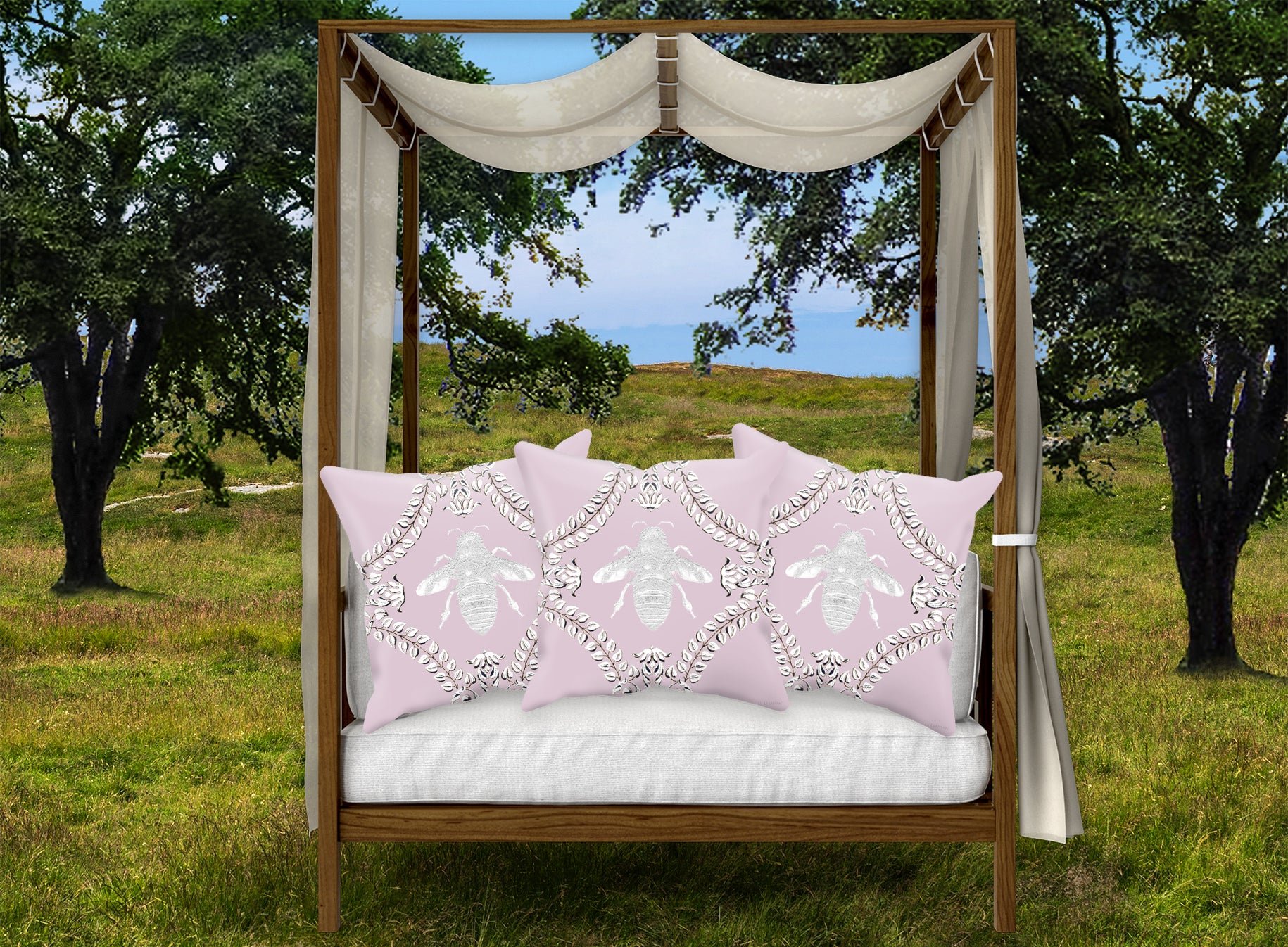 Queen Bee Baroque Satin Pillowcase- in Lavender Blush Pink