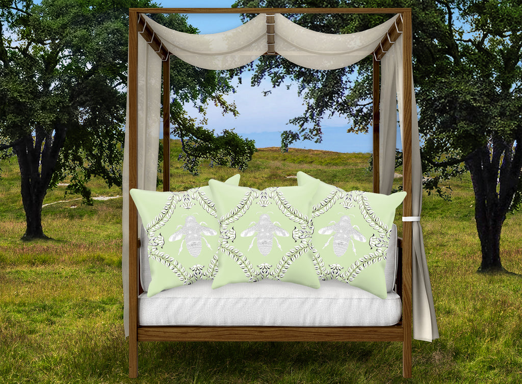 Queen Bee Baroque Satin Pillowcase- in Light Green