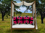 Crossroads Crucifix- Satin & Suede Pillowcase in Bold Fuchsia ﻿| Le Leanian™