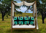 Crossroads Crucifix- Satin & Suede Pillowcase in Bold Teal | Le Leanian™