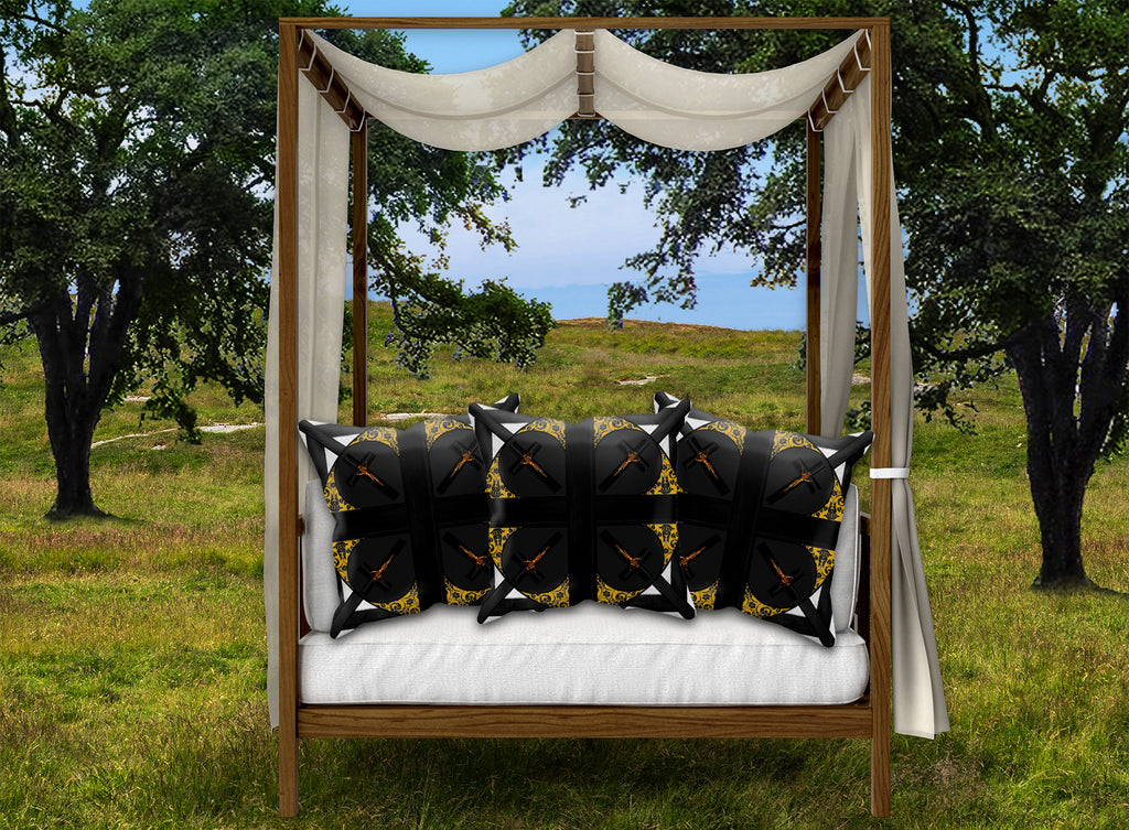 Crossroad Crucifix French Gothic Pillowcase Set- CHARCOAL GRAY