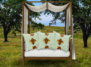 Versailles Baroque Royal Honey Bee Pillowcase- in Pastel Blue