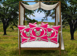 Versailles Divergence Skull Golden Whispers- French Gothic Satin & Suede Pillowcase in Bold Fuchsia | Le Leanian™
