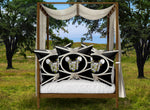Versailles Divergence Skull Golden Whispers- French Gothic Satin & Suede Pillowcase in Back to Black | Le Leanian™