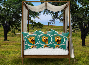 Versailles Golden Skull & Crown Pillowcase- in JADE GREEN
