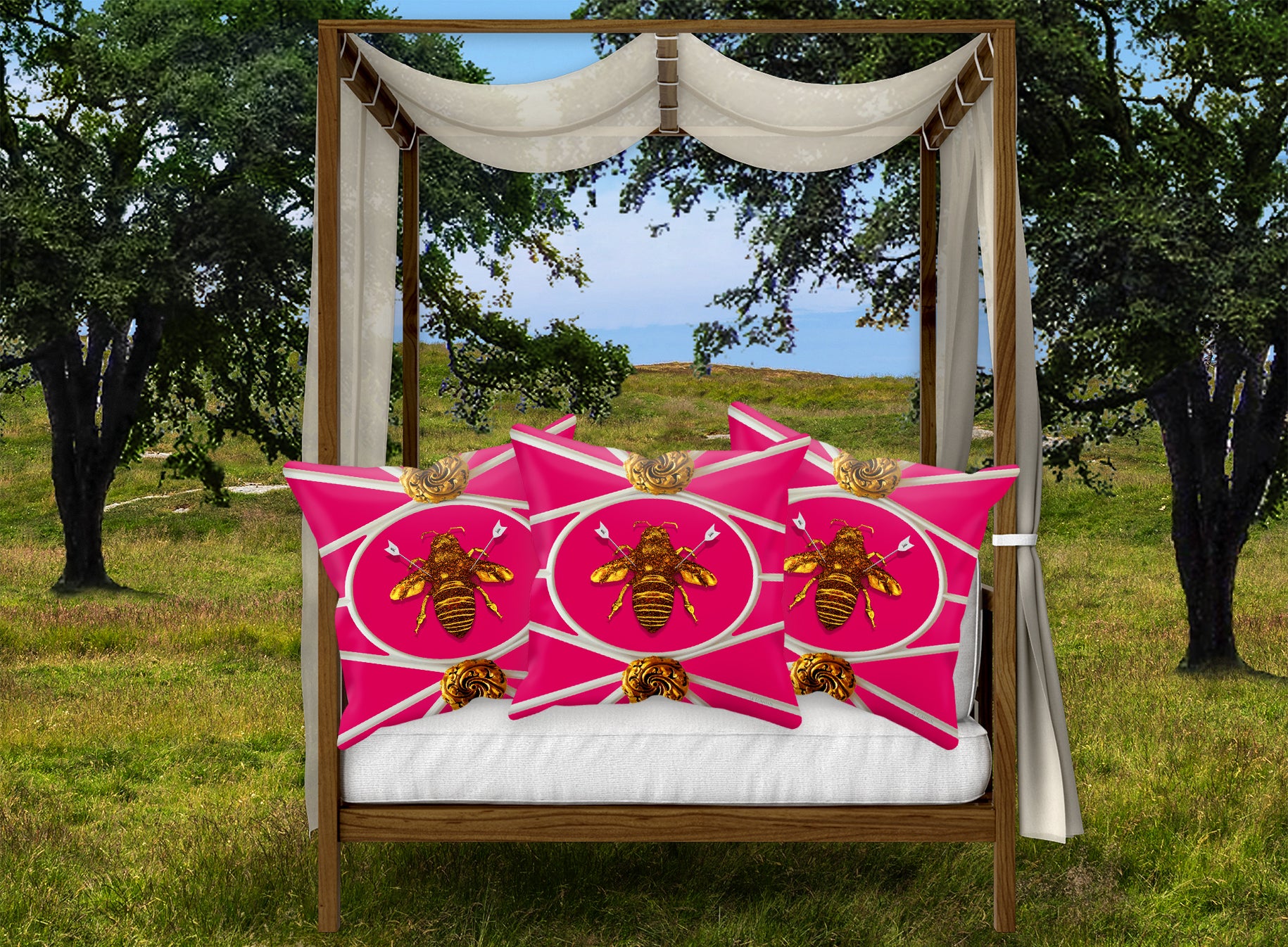 Versailles Baroque Royal Honey Bee Pillowcase- in Fuchsia Pink