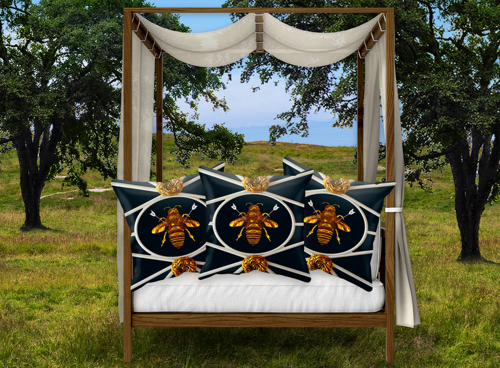 Versailles Baroque Royal Honey Bee Pillowcase- in Blue