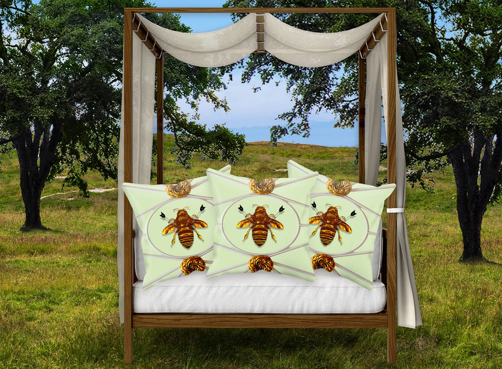Versailles Baroque Royal Honey Bee Pillowcase- in Pastel Green