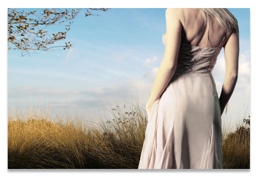 Cropped Woman from the Back in a Field of Pastel- Metal Print-Aluminum Print