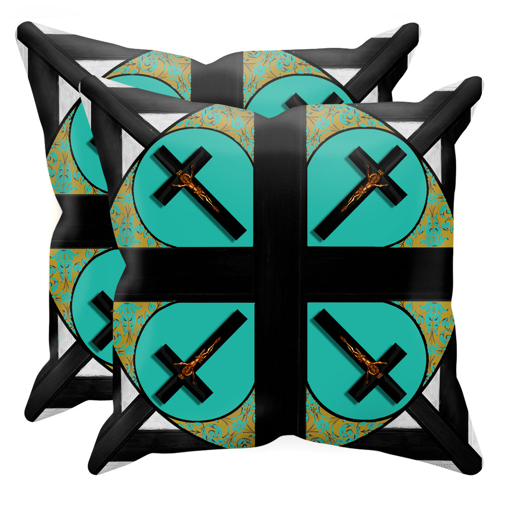 Crossroad Crucifix- Sets & Singles Pillowcase in Dark Bold Teal | Le Leanian™