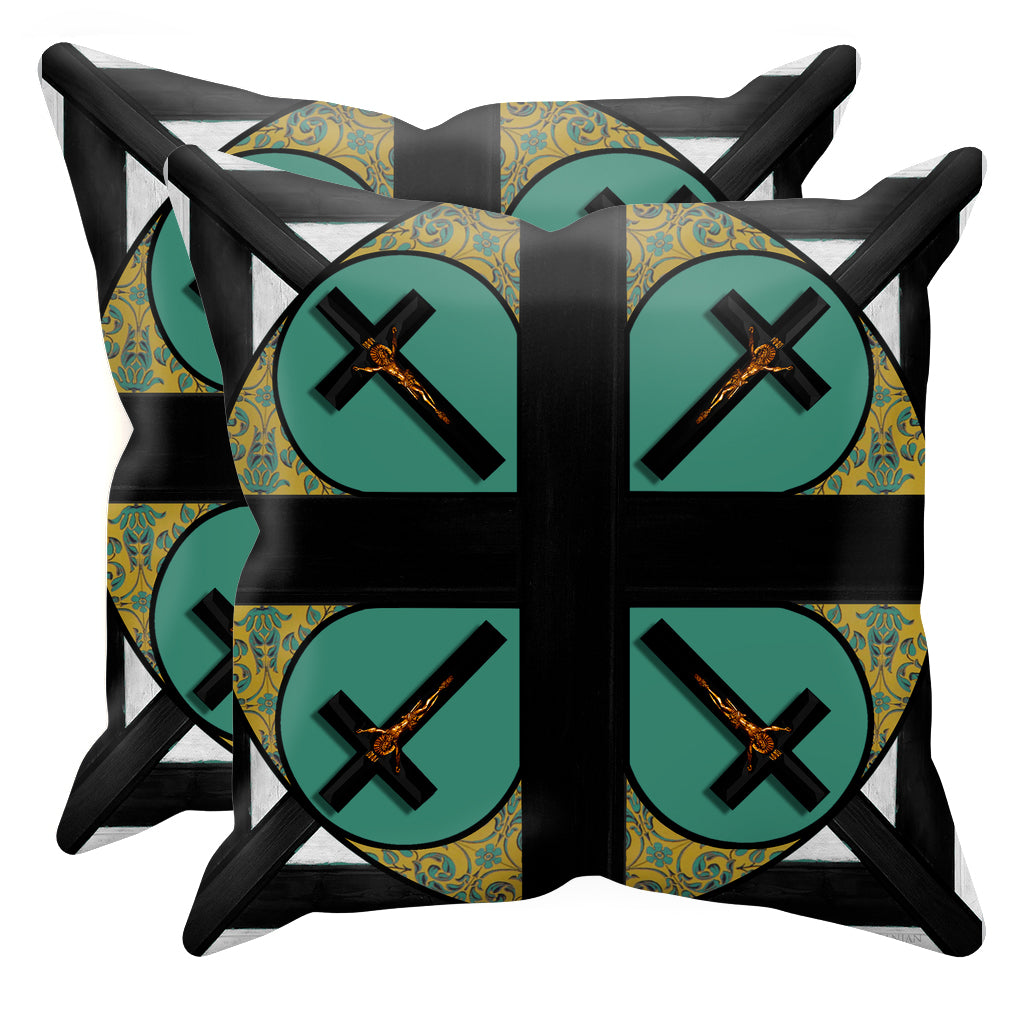 Crossroad Crucifix- Sets & Singles Pillowcase in Jade Teal | Le Leanian™