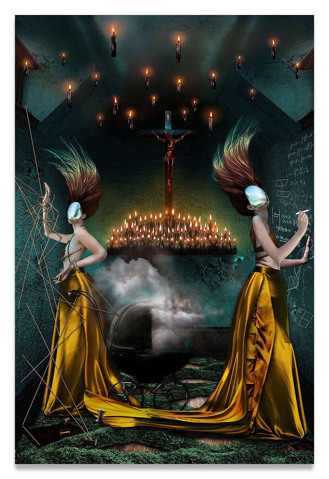 Two Women in The Hall of Souls, Purgatory, defining forever-Fine Art Canvas Print