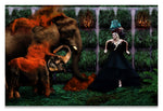 Asian Elephants & Baby Elephant Throwing Red Dirt with Their Loving Angel-Metal Print-Aluminum Print