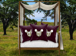 Versailles Divergence Golden Skull Duality- French Gothic Satin & Suede Pillowcase in Eggplant Wine | Le Leanian™