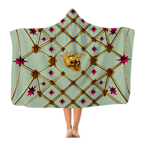Skull Gilded Honeycomb & Magenta Star- Adult & Youth Hooded Fleece Blanket in Pastel | Le Leanian™