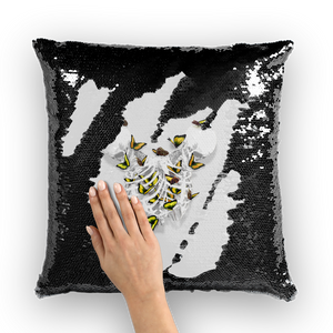 Versailles Divergence Golden Duality- French Gothic Sequin Pillowcase or Throw Pillow in Lightest Gray | Le Leanian™