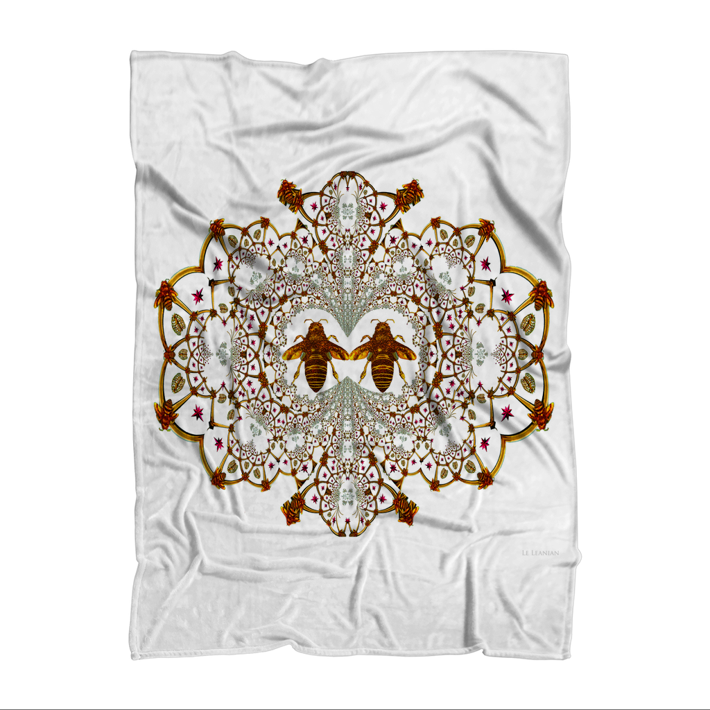 Baroque Royal Honey Bee- Polar Fleece- Classic Blanket in White