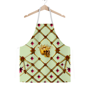Skull Honeycomb & Magenta Stars- Classic French Gothic Apron in Pale Green | Le Leanian™