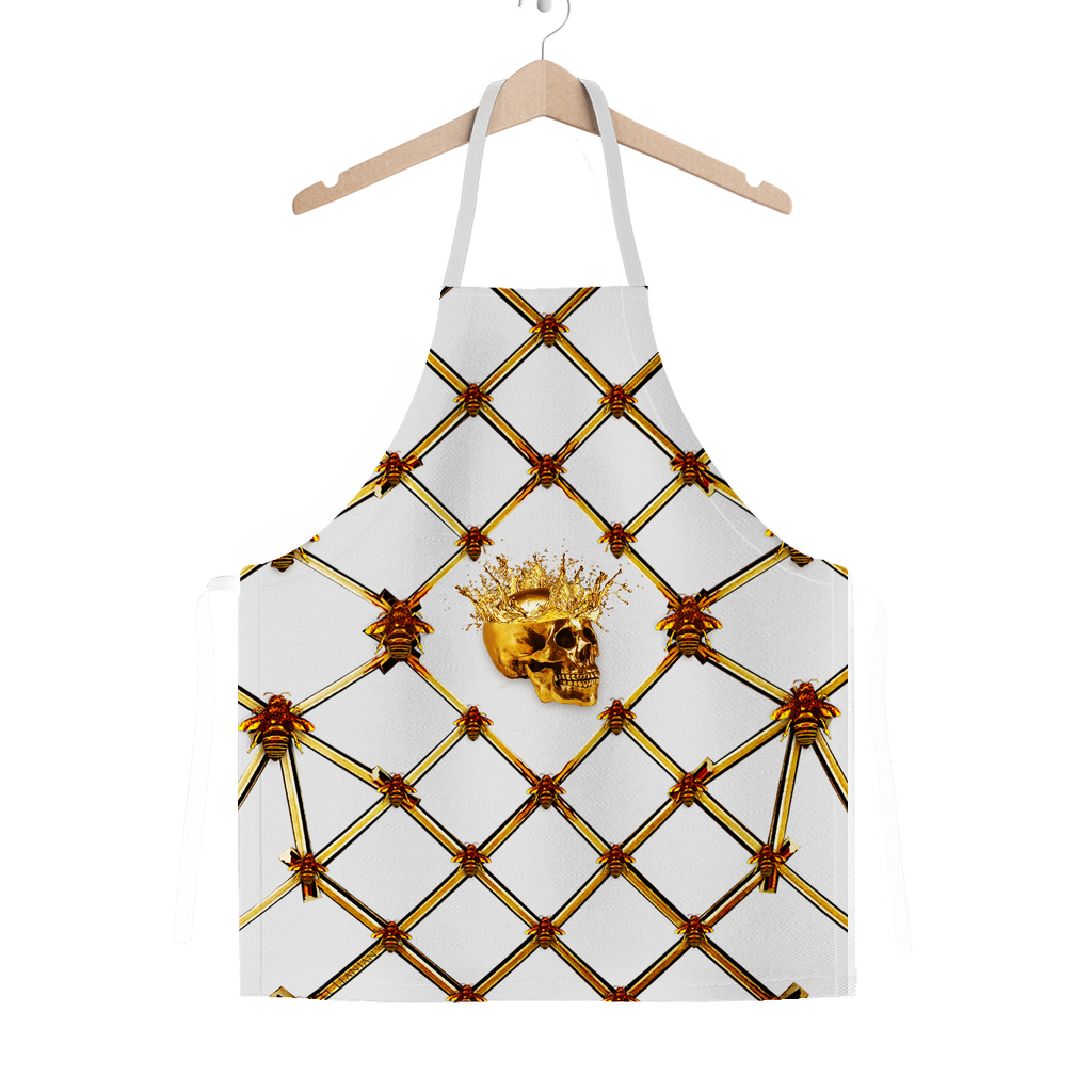 Skull & Honeycomb- Classic French Gothic Apron in Lightest Gray | Le Leanian™