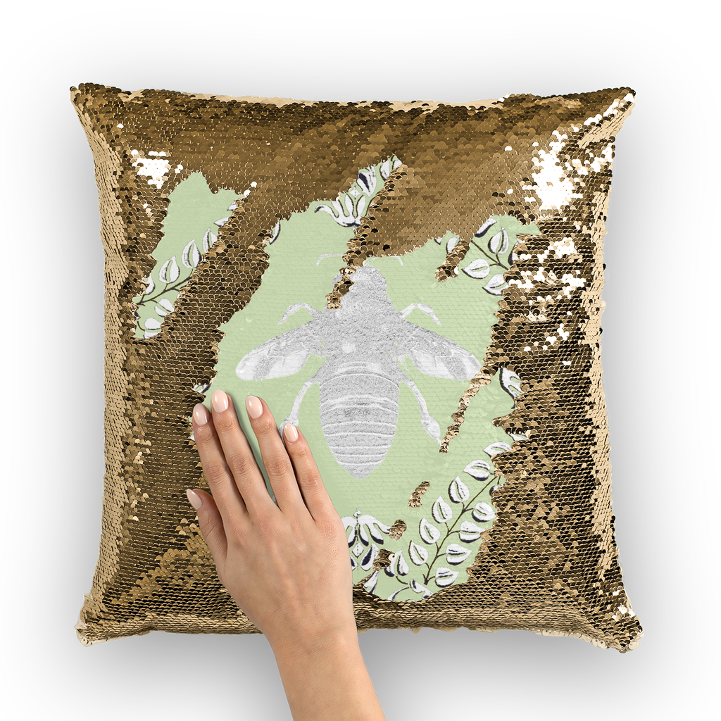 Queen Bee- French Gothic Sequin Pillowcase or Throw Pillow in Pale Green | Le Leanian™