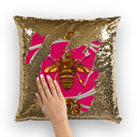 Versailles Queen Bee -French Gothic Sequin Pillow Case Throw Pillow- Fuchsia Pink