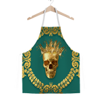 Classic Apron-Gold SKULL and Crown-Gold WREATH-Color JADE TEAL, BLUE GREEN