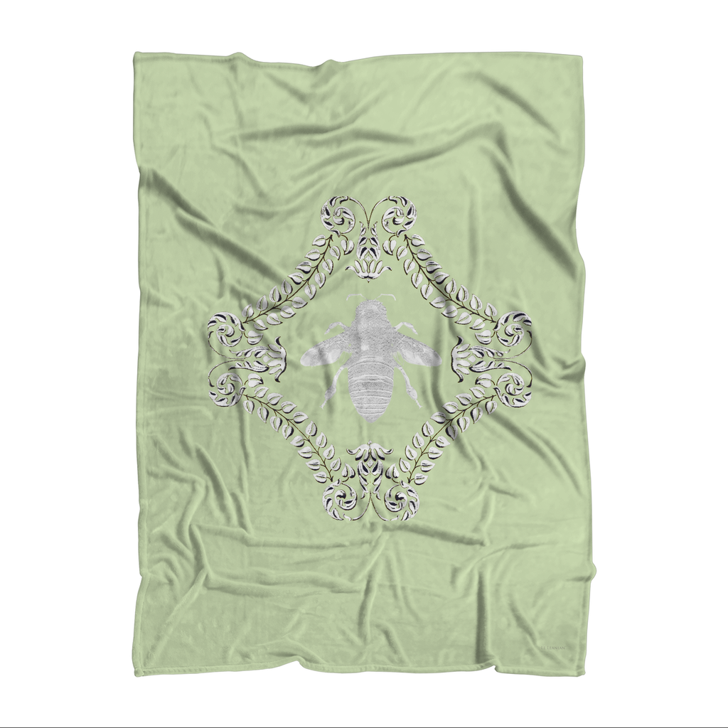Queen Bee- Classic French Gothic Fleece Blanket in Pale Green | Le Leanian™