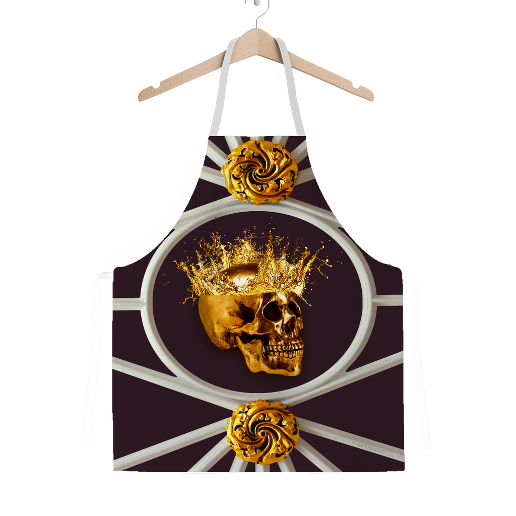 Versailles Golden Skull- Classic French Gothic Apron in Muted Eggplant Wine | Le Leanian™