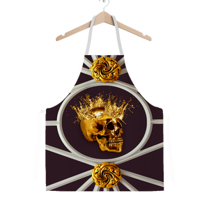 Versailles Golden Skull- Classic French Gothic Apron in Muted Eggplant Wine | Le Leanian™