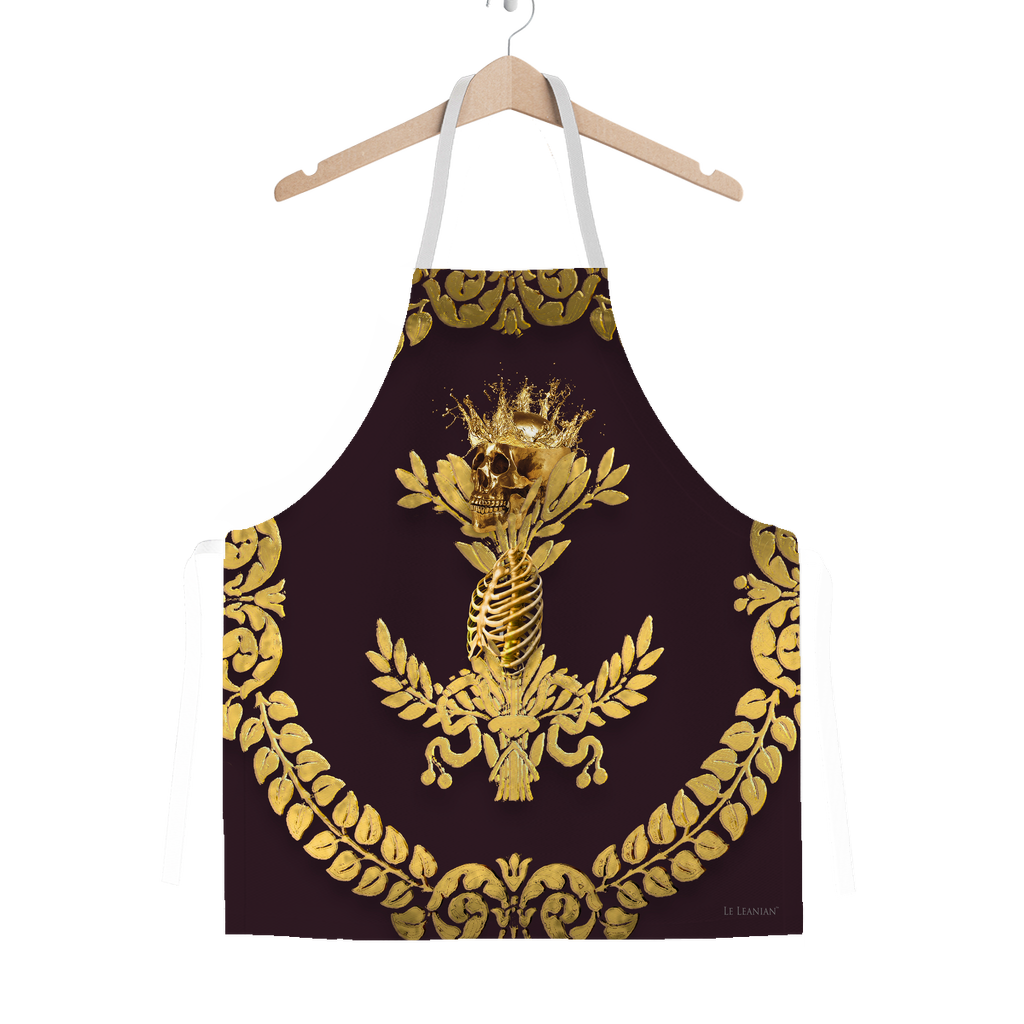 Caesar Skull Relief- Classic French Gothic Apron in Muted Eggplant Wine | Le Leanian™