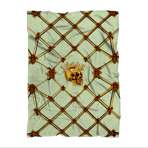 Skull & Honeycomb- Classic French Gothic Fleece Blanket in Light Green | Le Leanian™