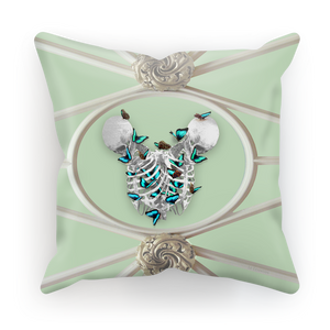 Versailles Divergence Skull Teal Whispers- French Gothic Satin & Suede Pillowcase in Pastel | Le Leanian™