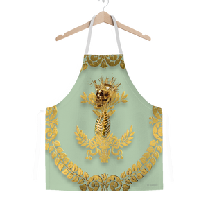 GOLD SKULL & GOLD WREATH-Classic APRON in Color PASTEL BLUE