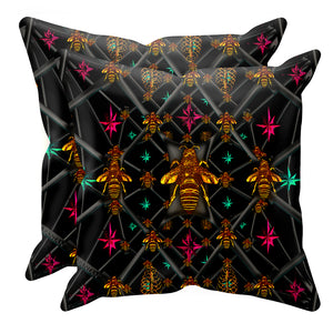Bee Divergence Abstract- Sets & Singles Double Sided Pillowcase in Back to Black | Le Leanian™