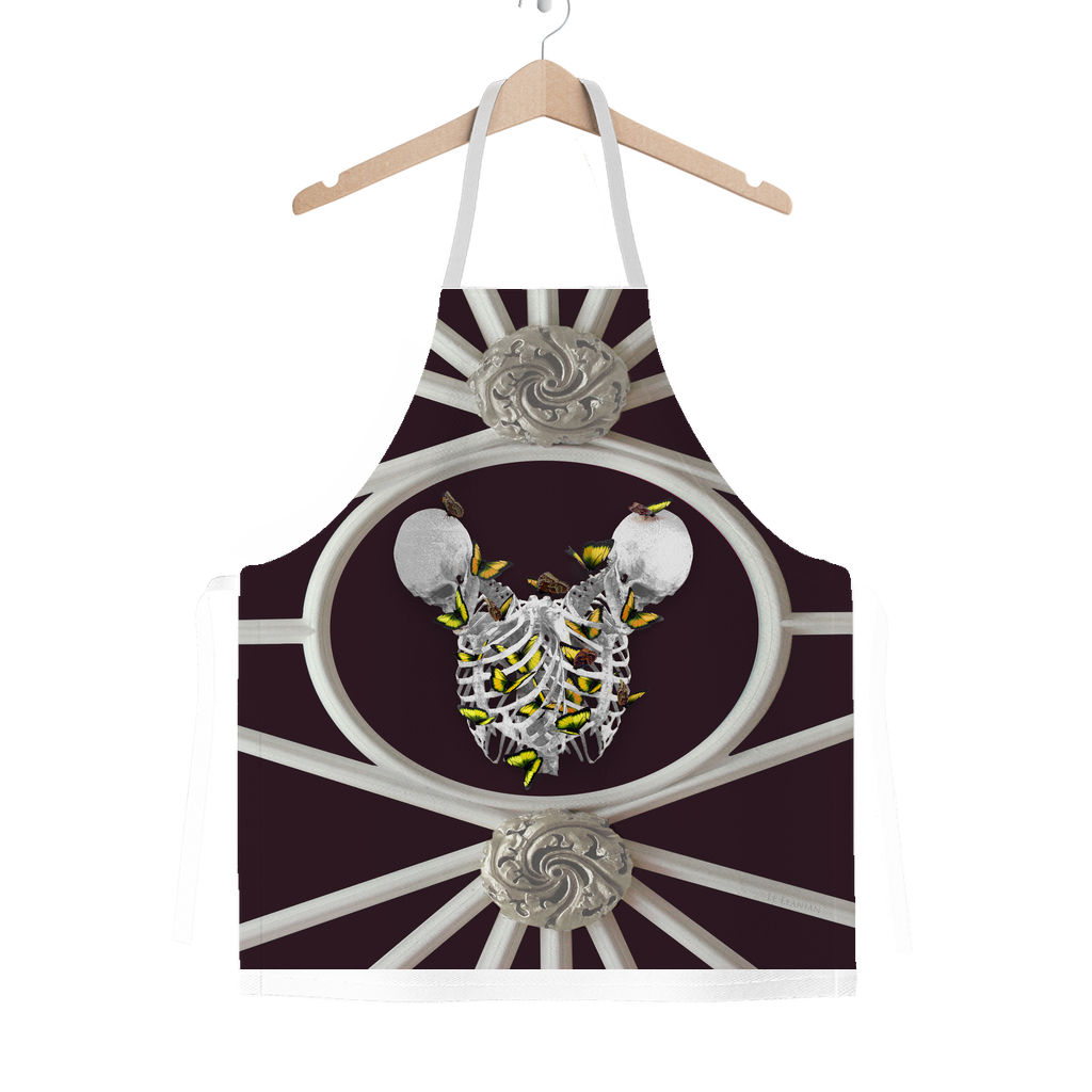 Versailles Divergence Skull Golden Whispers- Classic French Gothic Apron in Muted Eggplant Wine | Le Leanian™