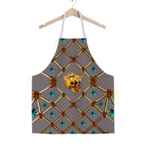 Skull Honeycomb & Teal Stars- Classic French Gothic Apron in Lavender Steel | Le Leanian™